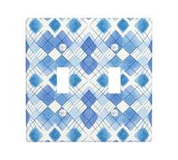 Placca di copertura per interruttore della luce doppia, moderna e contemporanea, linea quadrata, in plastica blu, dimensioni standard, decorazione per camera da letto, bagno, cucina, ingresso