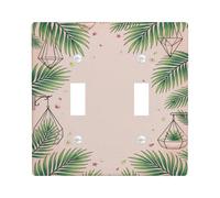 Placca di copertura per interruttore della luce doppia, motivo botanico tropicale da appendere, con foglie di palma, fiori estivi, in plastica, dimensioni standard, per soggiorno, camera da letto