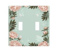Placca di copertura per interruttore della luce doppia, motivo floreale con foglie e boccioli, in plastica, dimensioni standard, decorazione da parete per appartamento, casa, camera da letto, ufficio