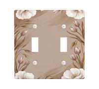 Placca di copertura per interruttore della luce doppia, motivo floreale elegante con boccioli di foglia, in plastica beige, dimensioni standard, per interruttore da parete per nuovo appartamento, casa