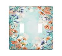 Placca di copertura per interruttore della luce doppia, motivo floreale, natura, foglia, bolla, primavera, acqua, plastica, dimensioni standard, per camera da letto, ufficio, cucina, ingresso