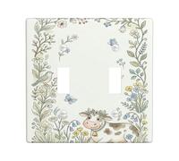 Placca di copertura per interruttore della luce doppia, motivo floreale primaverile con uccelli, in plastica verde, dimensioni standard, per camera da letto, bagno, cucina, ingresso