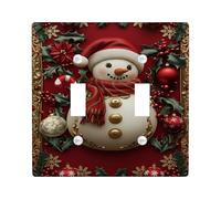 Placca di copertura per interruttore della luce doppia, motivo pupazzo di neve, Natale, agrifoglio, bastoncino di zucchero, in plastica rossa, dimensioni standard, decorazione da parete per nuovo
