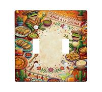 Placca di copertura per interruttore della luce doppia, per cucina anfibia, taco messicano, cactus estivo, in plastica, dimensioni standard, per camera da letto, bagno, casa, ingresso