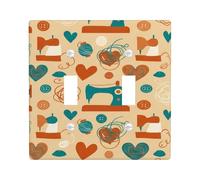 Placca di copertura per interruttore della luce doppia, per macchina da cucire, vintage, pulsante a forma di cuore, in plastica, dimensioni standard, per casa, soggiorno, nuovo appartamento