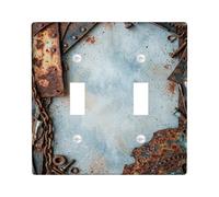 Placca di copertura per interruttore della luce, doppia piastra di copertura per interruttore della luce, catena in metallo vintage industriale, nessuna plastica marrone, dimensioni standard, per