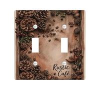Placca di copertura per interruttore della luce, doppia piastra di copertura per interruttore della luce, stile rustico, bacche naturali, chicchi di caffè, marrone autunnale, in plastica, dimensioni