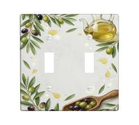 Placca di copertura per interruttore della luce doppia, stile mediterraneo rustico, foglie di olio d'oliva verde autunnale, in plastica, dimensioni standard, accessori per casa, soggiorno, nuovo