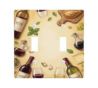 Placca di copertura per interruttore della luce doppia, stile rustico, con olive italiane, pane, marrone, in plastica, dimensioni standard, per camera da letto, bagno, cucina, ingresso