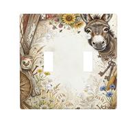 Placca di copertura per interruttore della luce doppia, stile rustico, girasole, crisantemo, marrone, in plastica, dimensioni standard, decorazione da parete per camera da letto, bagno, cucina