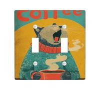 Placca di copertura per interruttore della luce doppia, vintage, fantasiosa, per tazza da caffè autunnale, turchese, in plastica, dimensioni standard, accessori per casa, soggiorno, camera da letto