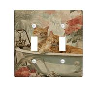 Placca di copertura per interruttore della luce doppio per il bagno, motivo floreale vintage, nessuna plastica marrone, dimensioni standard, per soggiorno, camera da letto, casa, ufficio