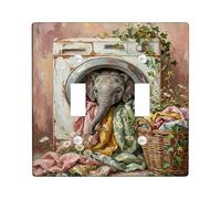 Placca di copertura per interruttore della luce doppio per lavabo, rustico, fantasioso, crisantemo, edera, primavera, in plastica pastello, dimensioni standard, copertura per interruttore della luce a