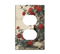 Placca di copertura per interruttore della luce floreale/coperture di uscita, fiori di camelia rossa per la decorazione domestica, piastre da parete termoplastiche, presa singola duplex di dimensioni