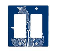 Placca di copertura per interruttore della luce floreale, design a foglia blu navy per decorazione domestica, perfetta per primavera ed estate, piastra da parete in termoplastica, doppio bilanciere di