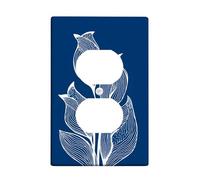 Placca di copertura per interruttore della luce floreale, design a foglia blu navy per decorazione domestica, perfetta per primavera ed estate, piastra da parete in termoplastica, presa singola duplex