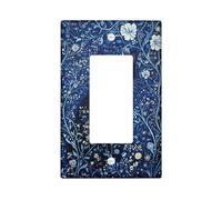 Placca di copertura per interruttore della luce floreale di mezzanotte, gatto tra fiori blu, decorazione da parete, in materiale termoplastico, dimensioni standard