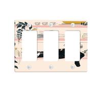 Placca di copertura per interruttore della luce floreale gatto carino gatto che dorme piante rosa policarbonato (PC) mascherina decorativa viti incluse cucina sala giochi piastra da parete a 3 bande