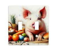Placca di copertura per interruttore della luce maiale dimensioni standard fattoria carino animale ananas frutta picnic divertente fattoria rosa arancione termoplastico infrangibile sala giochi camera