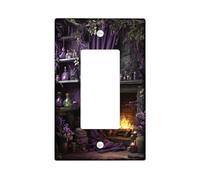 Placca di copertura per interruttore della luce mistica viola incantevole, decorazione viola magica per accenti da parete da strega, in termoplastica, dimensioni standard, bilanciere singolo