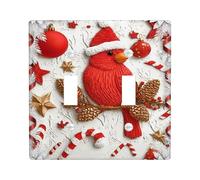 Placca di copertura per interruttore della luce, motivo cardinale, decorazione natalizia natalizia, in plastica rossa, dimensioni standard, per soggiorno, camera da letto, casa, ufficio