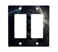 Placca di copertura per interruttore della luce, motivo gorilla feroce, grigio scuro, design con animali per decorazioni moderne, piastre da parete in materiale termoplastico, doppio bilanciere di