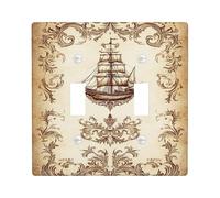 Placca di copertura per interruttore della luce nautica, stile vintage marrone, design marittimo per decorazione domestica, piastre da parete in materiale termoplastico, dimensioni standard, doppia