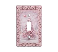 Placca di copertura per interruttore della luce per albero di Natale, fantasiosi fiocchi di neve, ornamenti natalizi color pesca, in plastica, dimensioni standard, per interruttore da parete, per