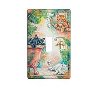 Placca di copertura per interruttore della luce per bagno, fantasiose piante tropicali, in plastica verde primavera, dimensioni standard, piatti decorativi da parete per casa, soggiorno, nuovo