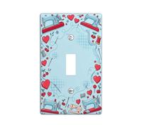 Placca di copertura per interruttore della luce per macchina da cucire, in plastica blu, stile vintage, con cuori e ciliegie, dimensioni standard, decorazione da parete per casa, soggiorno, nuovo