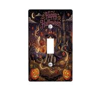 Placca di copertura per interruttore della luce singola, fantasioso castello spettrale strega Halloween arancione dimensioni standard placca interruttore da parete accenti per casa soggiorno nuovo