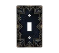 Placca di copertura per interruttore della luce singola geometrica, forme artistiche moderne con linee N/a in plastica nera, dimensioni standard, copertura per interruttore della luce a levetta