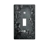 Placca di copertura per interruttore della luce singola, gotico romantico libro ragnatela Halloween plastica nera dimensioni standard interruttore a levetta copertura per casa, soggiorno, camera da