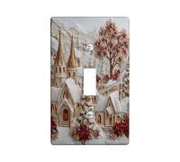 Placca di copertura per interruttore della luce singola, motivo albero di Natale rustico invernale, in plastica bianca, dimensioni standard, decorazione per casa, soggiorno, nuovo appartamento