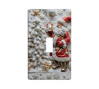 Placca di copertura per interruttore della luce singola, motivo Babbo Natale, albero di Natale, in plastica rossa, dimensioni standard, decorazione per camera da letto, bagno, cucina, ingresso