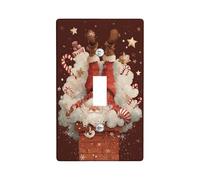 Placca di copertura per interruttore della luce singola, motivo Babbo Natale, Natale, canna di zucchero, plastica rossa, dimensioni standard, decorazione per nuovo appartamento, casa, camera da letto
