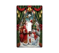 Placca di copertura per interruttore della luce singola, motivo Babbo Natale, pupazzo di neve, albero di Natale, plastica rossa, dimensioni standard, decorazione per soggiorno, camera da letto, casa