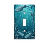 Placca di copertura per interruttore della luce singola, motivo balena, oceano, marino, corallo, bolle, estate, in plastica, dimensioni standard, decorazione da parete per casa, soggiorno, camera da