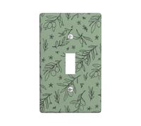 Placca di copertura per interruttore della luce singola, motivo botanico con olivi naturali, in plastica, dimensioni standard, per camera da letto, bagno, cucina, ingresso (singolo)