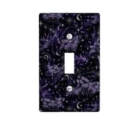 Placca di copertura per interruttore della luce singola, motivo farfalla mistica fantasiosa luna stella Halloween viola in plastica dimensioni standard decorativi da parete per casa, soggiorno, camera