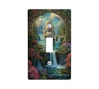 Placca di copertura per interruttore della luce singola, motivo natura, romantica, cascata, fiori, estate, verde, plastica, dimensioni standard, decorazione per nuovo appartamento, casa, camera da