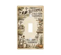 Placca di copertura per interruttore della luce singola per cucina a forma di mucca, rustica, zucca, girasole, autunno, beige, in plastica, dimensioni standard, per casa, soggiorno, nuovo appartamento