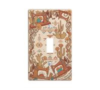 Placca di copertura per interruttore della luce singola per macchina da cucire, stile bohémien, rustico, con fiore di cactus, in plastica marrone terra, dimensioni standard, decorazione per casa