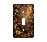 Placca di copertura per interruttore della luce singolo, caffè rustico con chicchi di caffè che cadono in plastica marrone, dimensioni standard, copertura per interruttore della luce a levetta