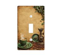 Placca di copertura per interruttore della luce singolo, in plastica marrone, stile rustico, vintage, per macinare chicchi di caffè, dimensioni standard, per casa, soggiorno, nuovo appartamento