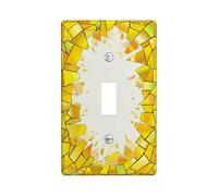 Placca di copertura per interruttore della luce singolo, moderna e contemporanea, motivo geometrico con frammento estivo, in plastica gialla, dimensioni standard, piatti decorativi da parete per