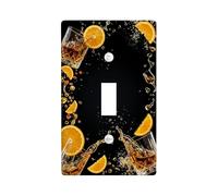 Placca di copertura per interruttore della luce singolo, moderna ed elegante arancione con spruzzi d'estate, in plastica nera, dimensioni standard, decorazione per casa, soggiorno, nuovo appartamento