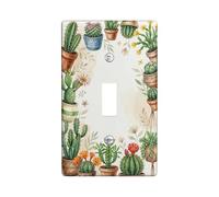 Placca di copertura per interruttore della luce singolo, motivo botanico naturale per vaso da fiori verde primavera, in plastica, dimensioni standard, per interruttore da parete, accessori per casa