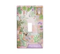 Placca di copertura per interruttore della luce singolo, motivo carlino con piante tropicali, specchio verde estivo, in plastica, dimensioni standard, per casa, soggiorno, camera da letto