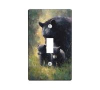 Placca di copertura per interruttore della luce singolo, motivo con orsi, erba rustica naturale, in plastica verde, dimensioni standard, decorazione per nuovo appartamento, casa, camera da letto